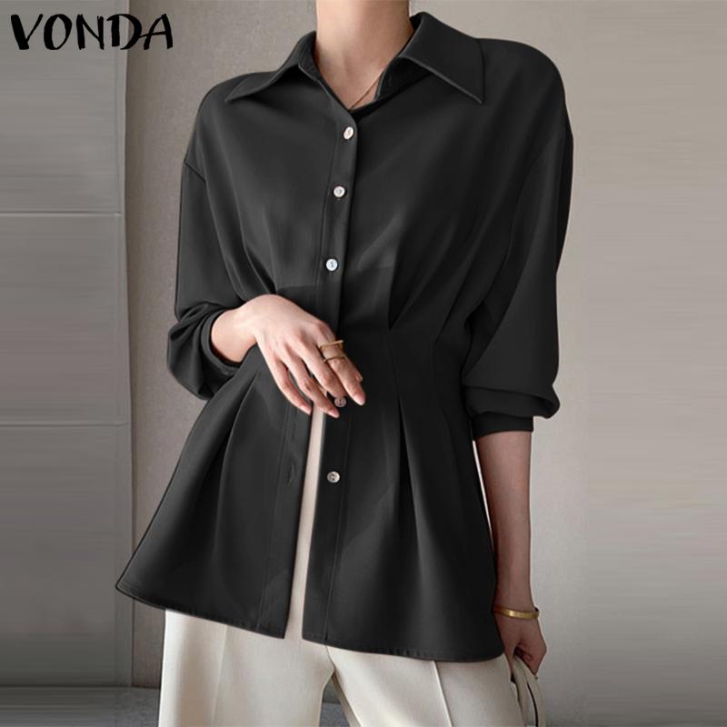 

Женские повседневные свободные рубашки VONDA с ​​длинным рукавом, топы с талией