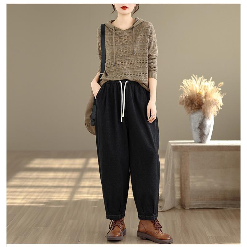 DIMANAF 2025 Autumn Winter Plus Size Women Jeans Cotton Denim Long Pants Vintage Bottoms