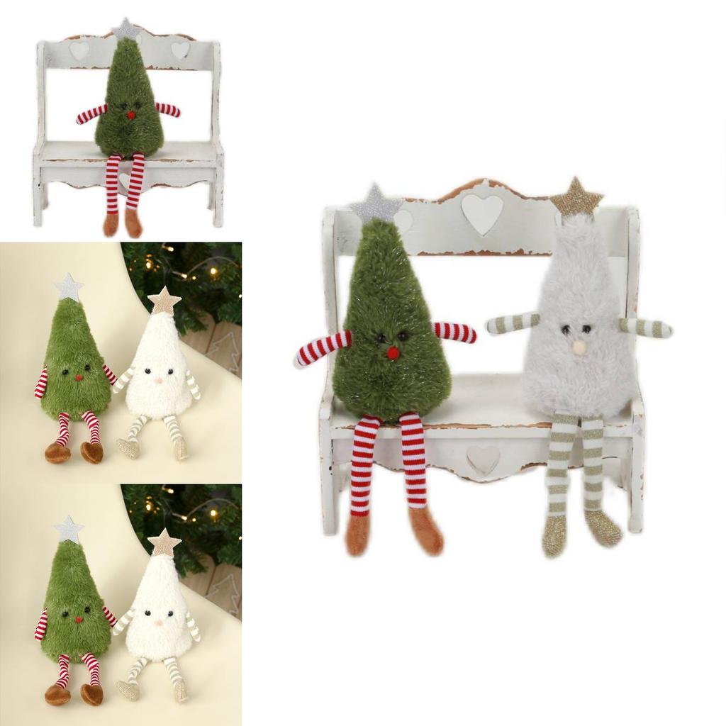 Rozkošná plyšová vánoční stromková panenka Dekorace na domácí párty Měkká látková figurka Zelená Bílá