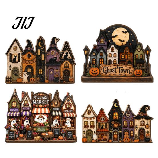 Decorative Wooden Pendant for Party Halloween House Hanging with Hemp Rope Wall Door Haunted Decoration Decoration, Castle Ornaments Pumpkin