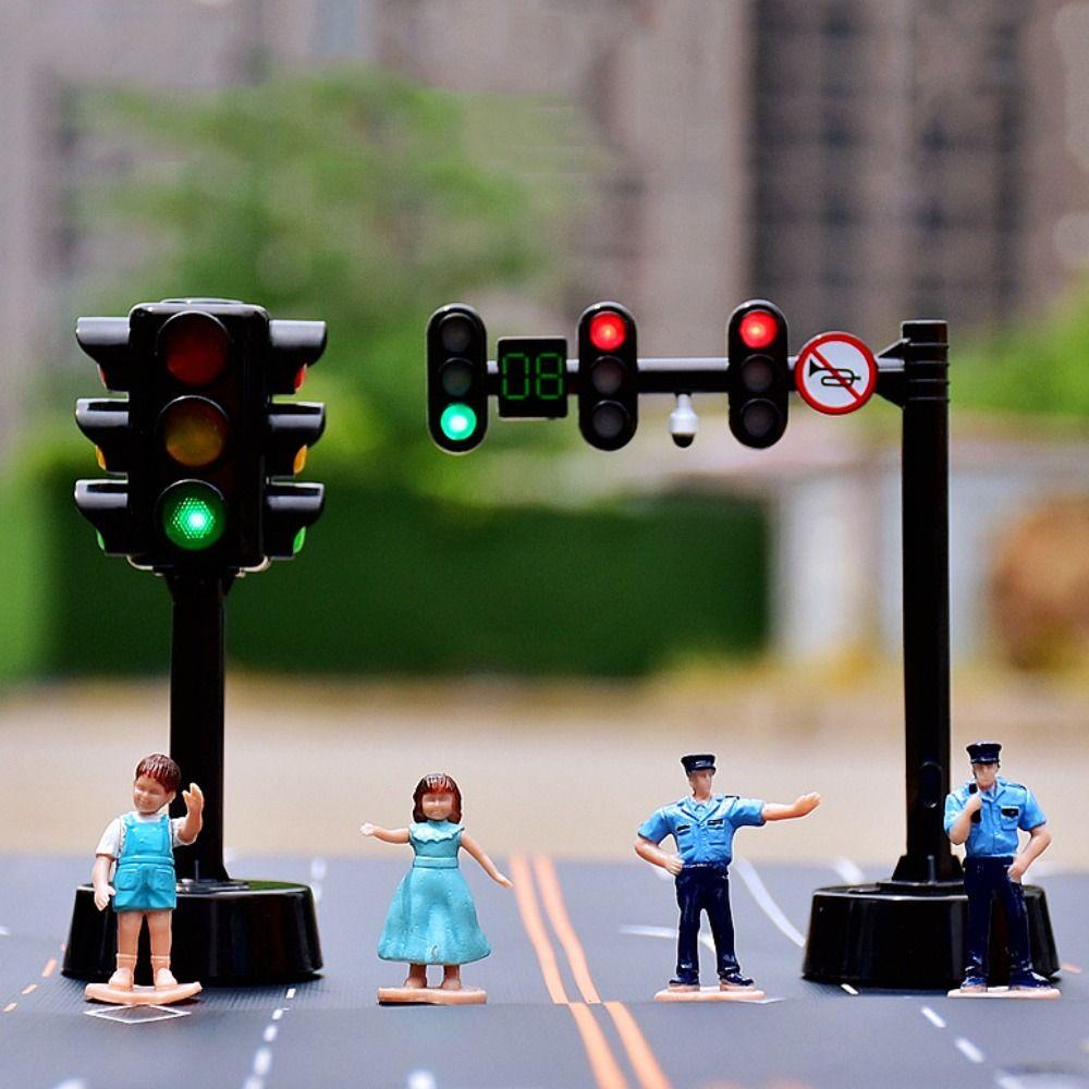Model Traffic Toy Light Signs Mini Traffic Light Building Blocks Mini Stop Model Toys Girl Boy