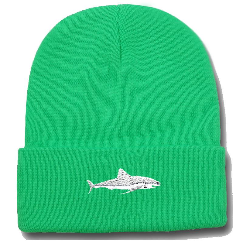 Shark Embroidery Knitted Beanie with Ear Protection for Autumn/Winter - Unisex Casual Hat