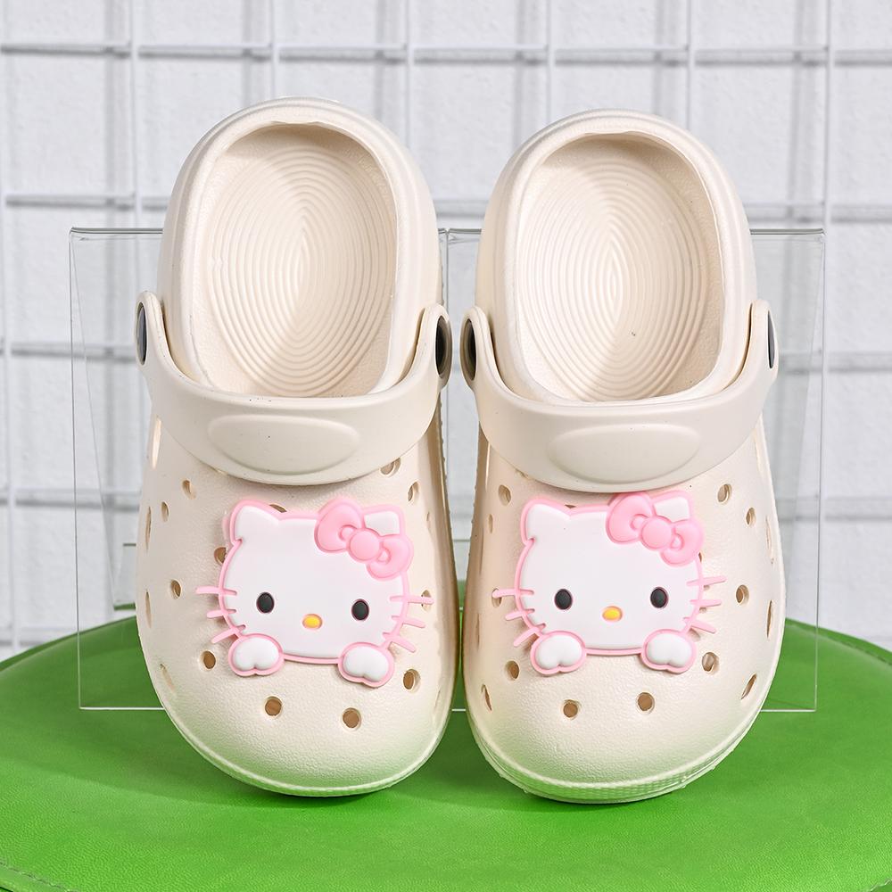 

Cute Cartoon Sanrio KT Slippers Garden Shoes For Girls Soft Sole Clogs For Baby Breathable Non-slip Indoor Outdoor Beach Sandals 25-26