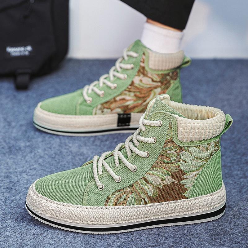 

Високі парусинові кеди чоловічі осінні дихаючі 2024 нові вельветові солом яні кеди чоловічі повсякденні трендові студентські 44