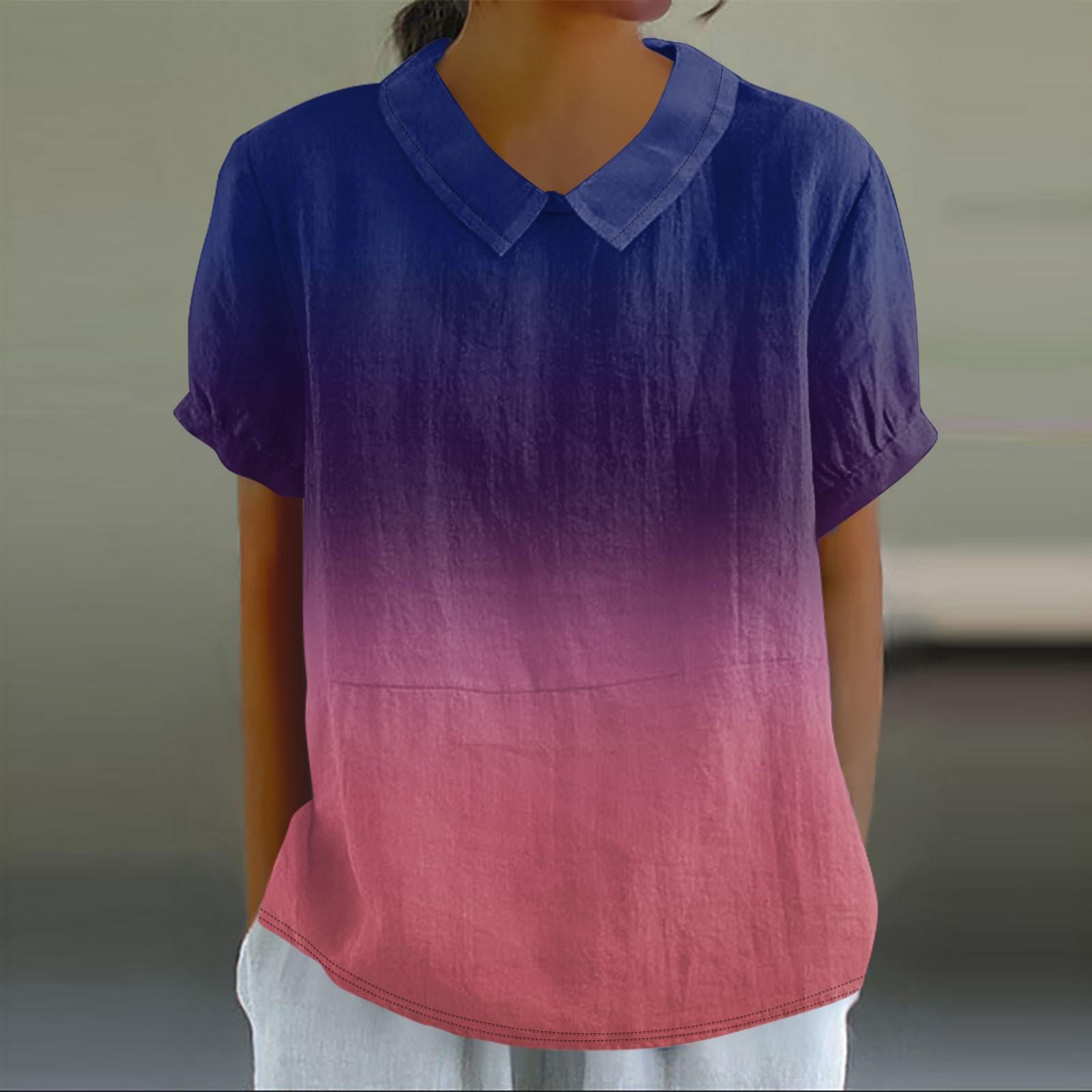 

Топи для жінок Топи з короткими рукавами Жіноча блузка Літні топи Жіноча легка блузка Топи Повсякденний пуловер Футболка Базова сорочка L темно-фіолетовий колір