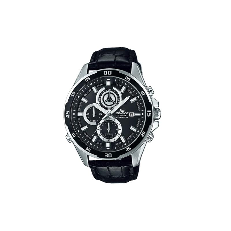 

Casio EDIFICE Classic Fashion Watch Quartz Movement Genuine Leather Strap Japanese and Korean Watch Men s Watch Black Dial EFR-547L-1AV чорний