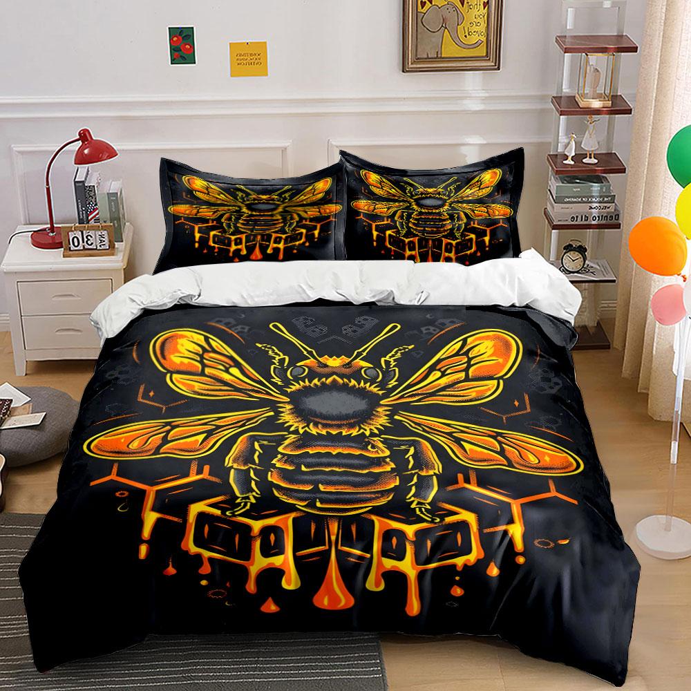 

Bright orange honeybee design. Bedding sets Duvet cover sets Duvet covers Pillowcases(1 * Duvet Cover 2 * Pillowcases, without duvet insert) 135x200cm