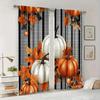 Farmhouse Autumn Pumpkin Pattern Printed Curtains Window Decorations Home Room Set Of 2 Made Polyester