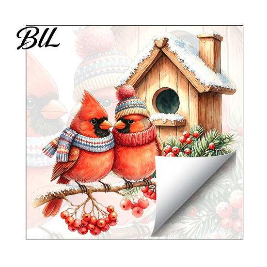 Waterproof Glass Stickers Christmas Bird Wall Sticker, Watercolor PVC Decal, Winter Art Theme Window Cling for Doors And Storefronts Removable Decals