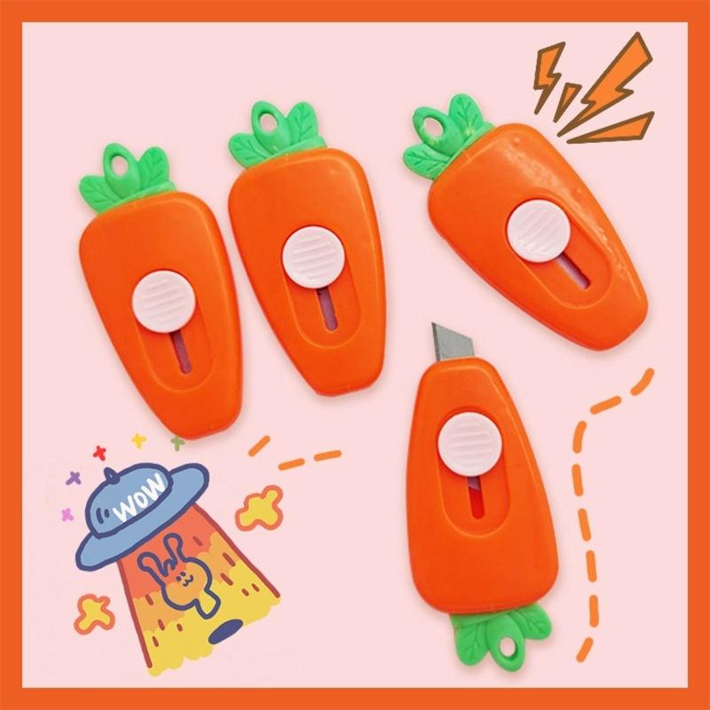 Portable Paper Cutter Carrots Mini Cute Pocket Art Utility Knife Box Knife Paper Cutter Craft Wrapping Blade School Stationery