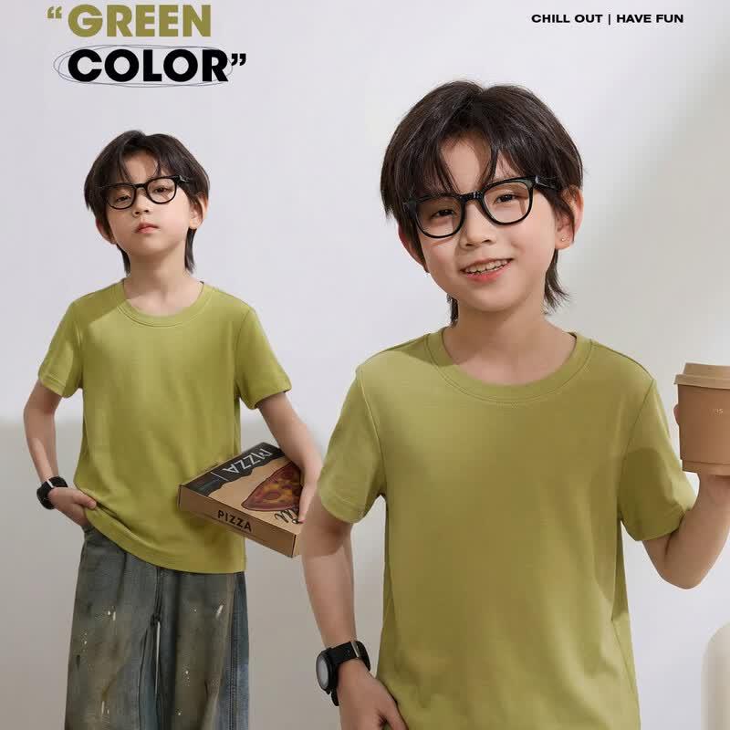 Kids' Solid Color Short Sleeve T-Shirt 9887D