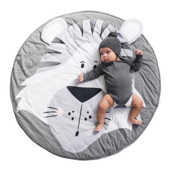 Bebek Oyun Matı Yumuşak Malzeme Bebek Emekleme Pedi Dairesel Tasarım Hayvan Desenli Bebek Aktivite Matı Bebek Emekleme Pedi