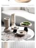 Wabi-Sabi High-Footed Round Fruit Plate - Light Luxury Yellow Travertine Style Decorative Tray