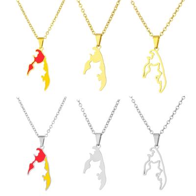 Collana Ciondolo Tamil Eelam Acciaio Inossidabile Mappa Geometrica Charms Collane Gioielli di Moda per Donne e Uomini