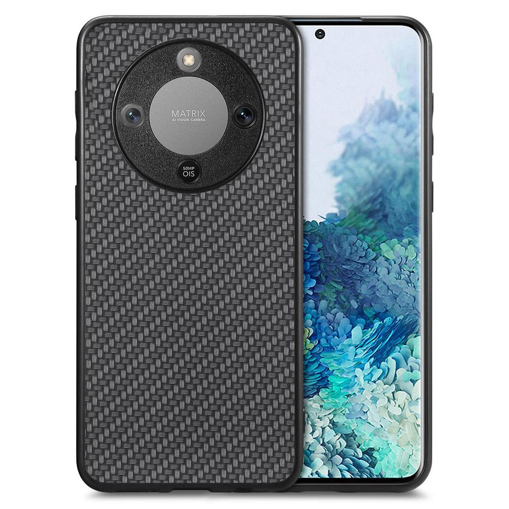 Phone Case For Honor Magic8 Lite 5G / X9d 5G / X70 5G Carbon Fiber Texture PU Leather + PC + TPU Cover