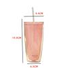 New Simple Large-capacity Solid Color Double-layer Plastic Cup Home Office Straw Cup Summer Drink Coffee Cup Water Cup