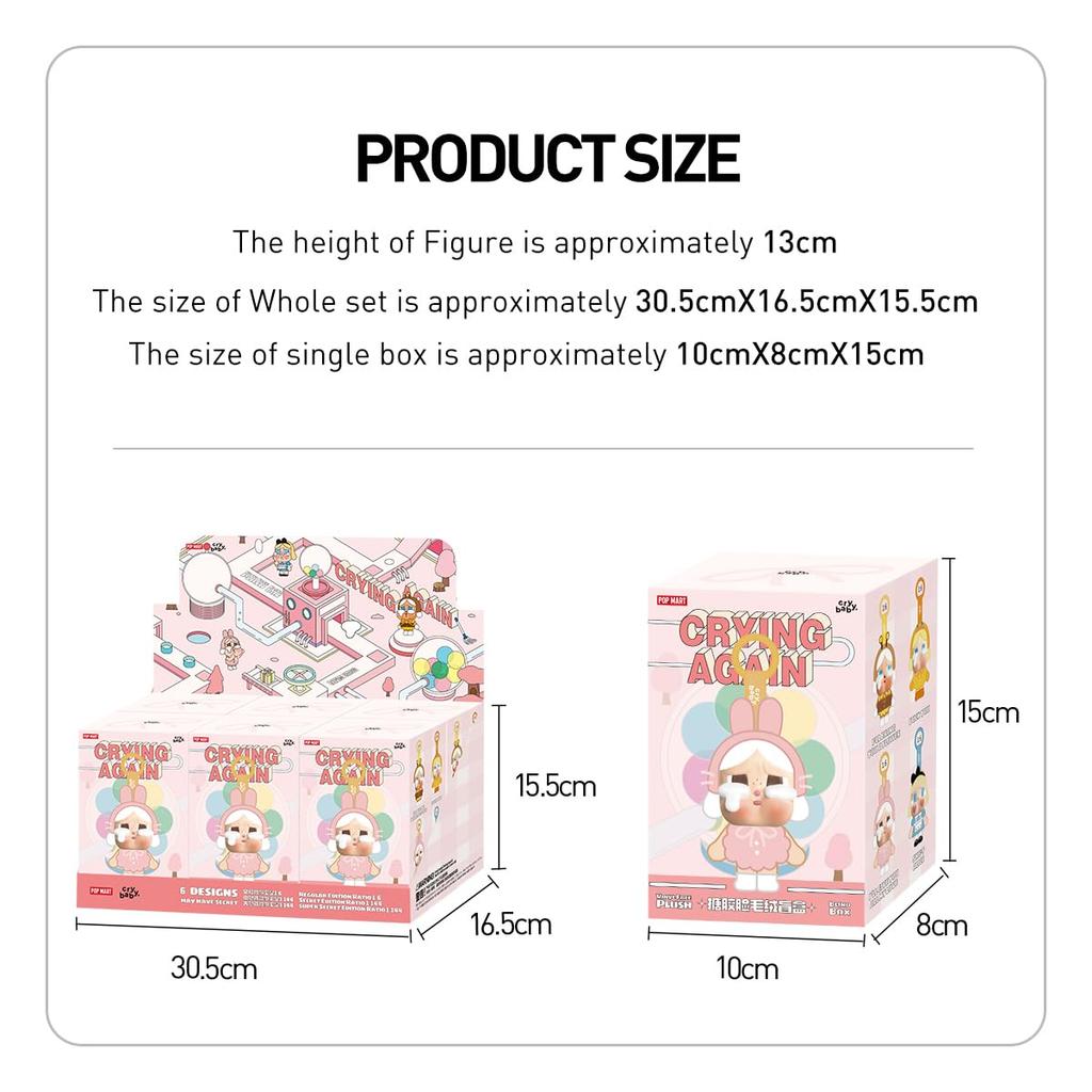 POP MART CRYBABY Crying Again Series Face Plush Toys Box of Pop Mart Gachapon Blind Box Figures Plastic Model Premium Toys PVC Soft Vinyl Original