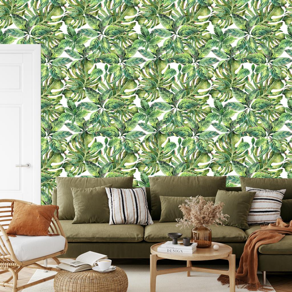 Beautiful Watercolor Leaves Wallpaper for Living Room and Bedroom 50x1000