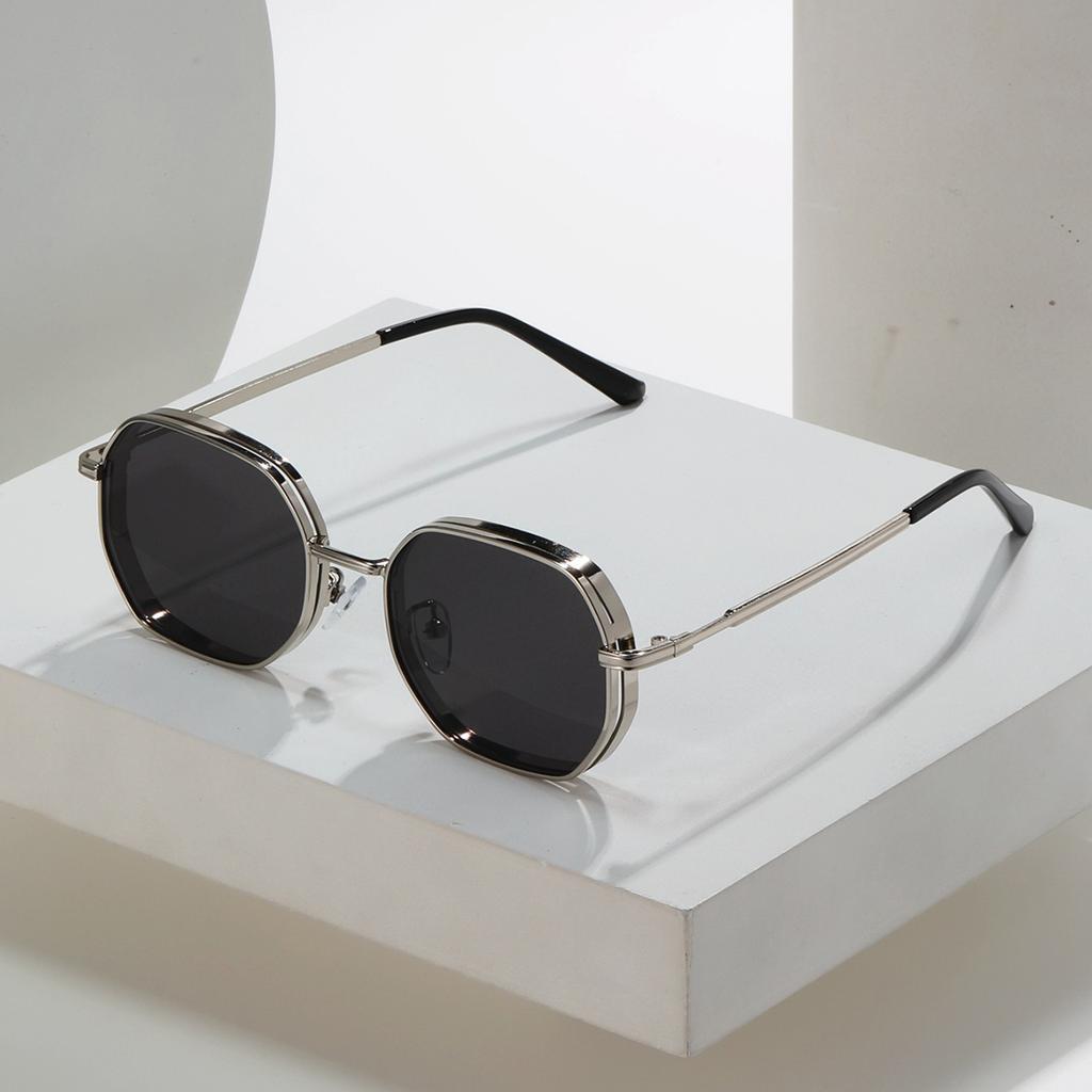 1pc Metal Fashion Round Men's Sunglasses Outdoor Driving Driving Fishing Gradient Sunglasses Women's Sunglasses