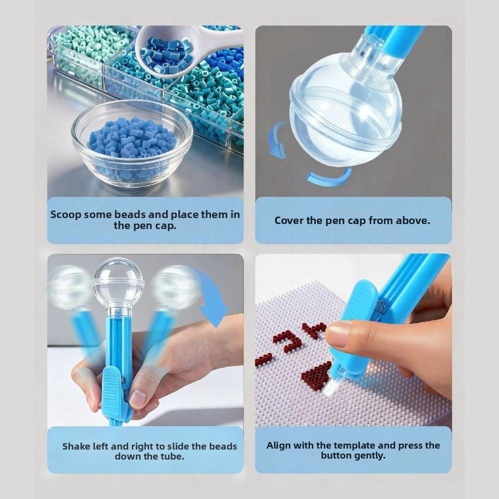 Automatic Bead Placement Pen 2.6mm Tip Perler Bead Dispenser Bead Positioning Pen Kids Toys