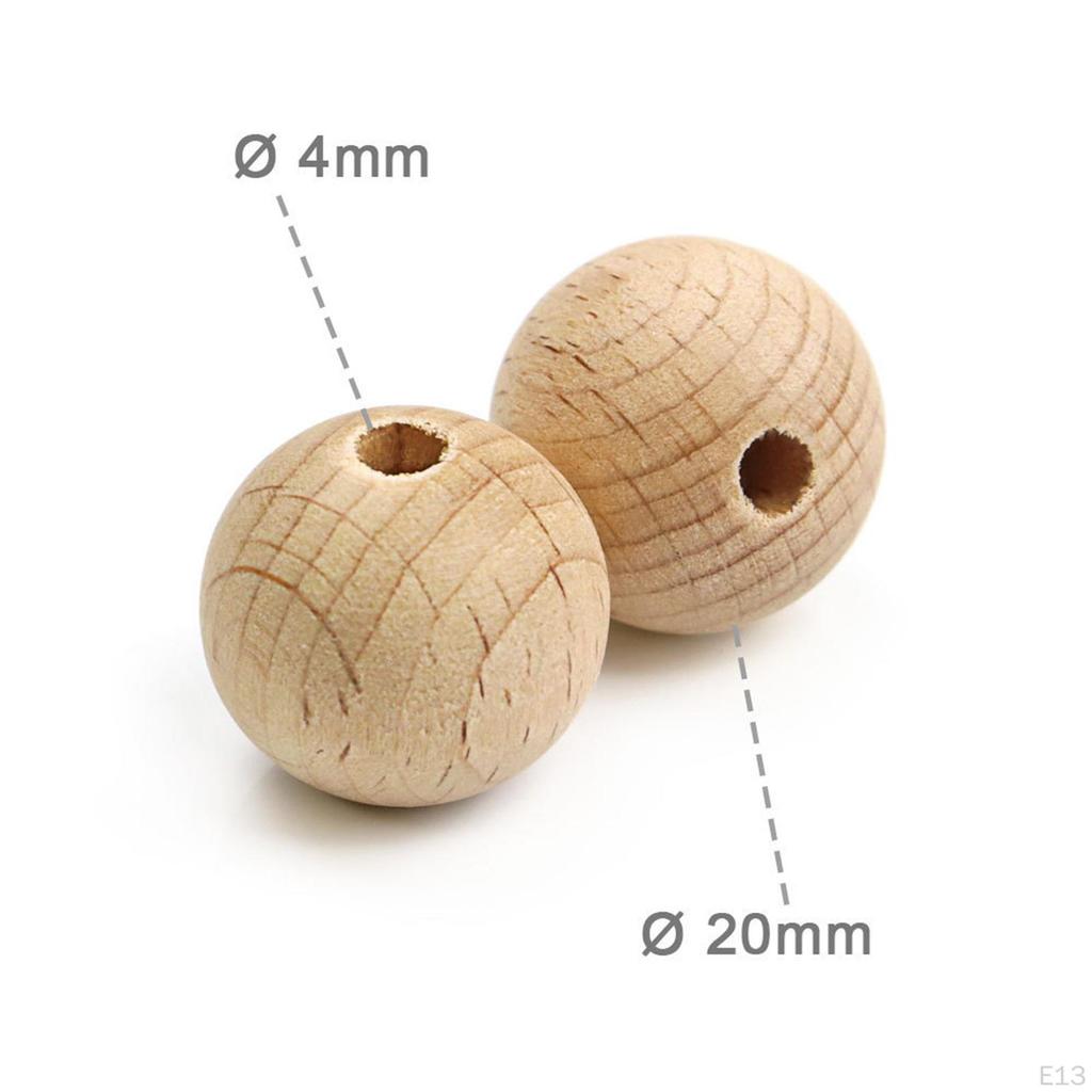 50 Pieces Wooden Beads Wood Craft Balls Handmade Circular Bead Loose Spacer for Tiered