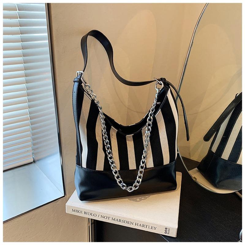 Casual Contrasting Color Large-capacity Bag Women's Fashion Commuter Shoulder Bag Tote Bucket Bag Work Bag