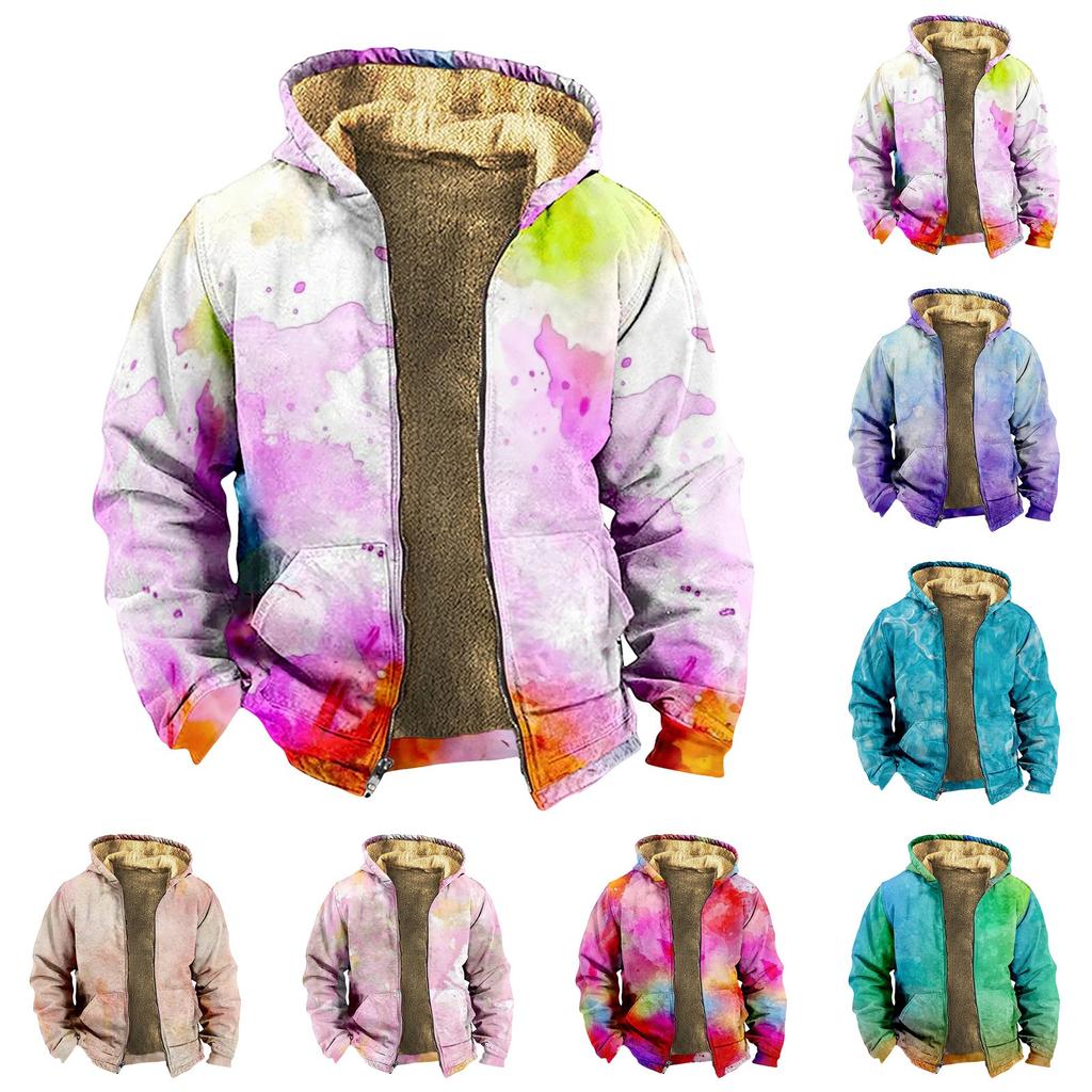 Pánská potištěná bunda Pánská jarní a ležérní trendy bunda na zip s kapucí