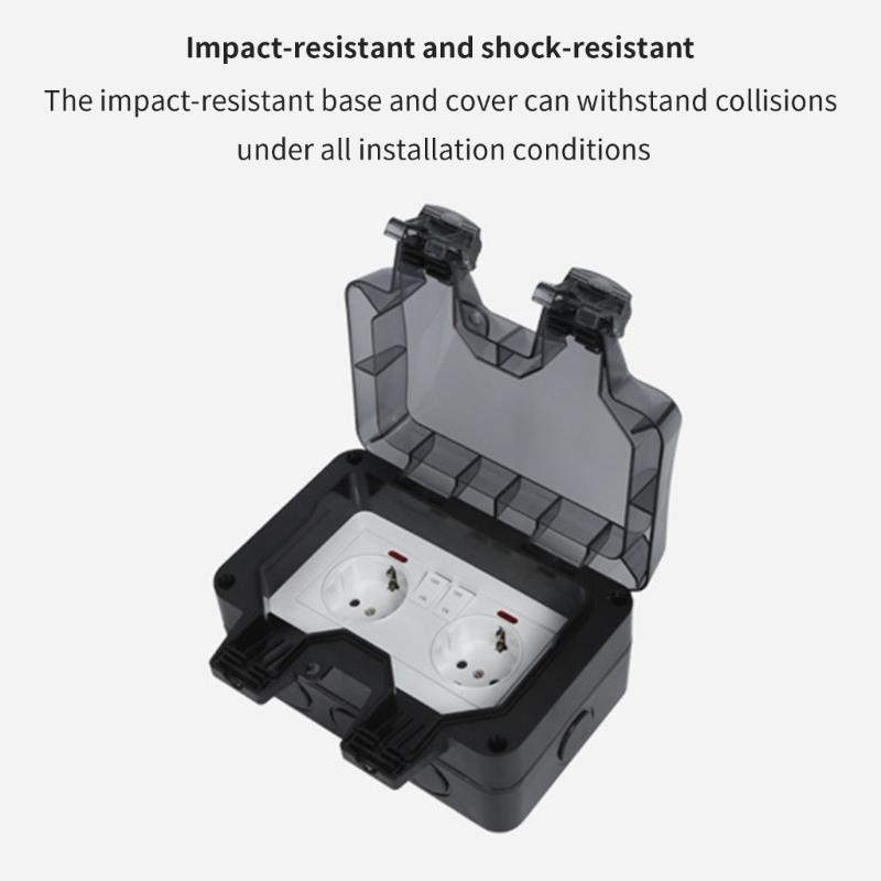 Waterproof and Dustproof Double European Socket with Integrated Switches and Indicators for Outdoor Safety