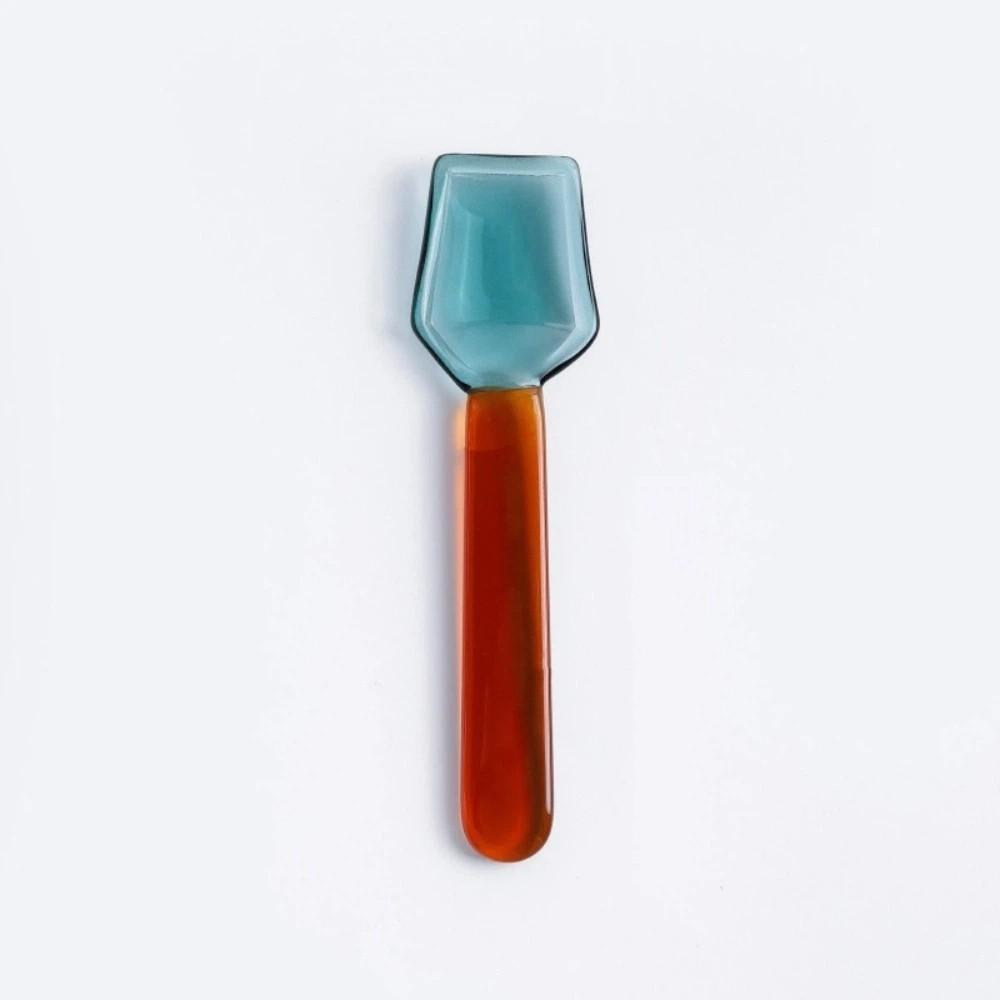 Colorful Glass Dessert Spoon Heat Cold Resistance Ice Cream Spoon Stirring Spoon  Restaurant