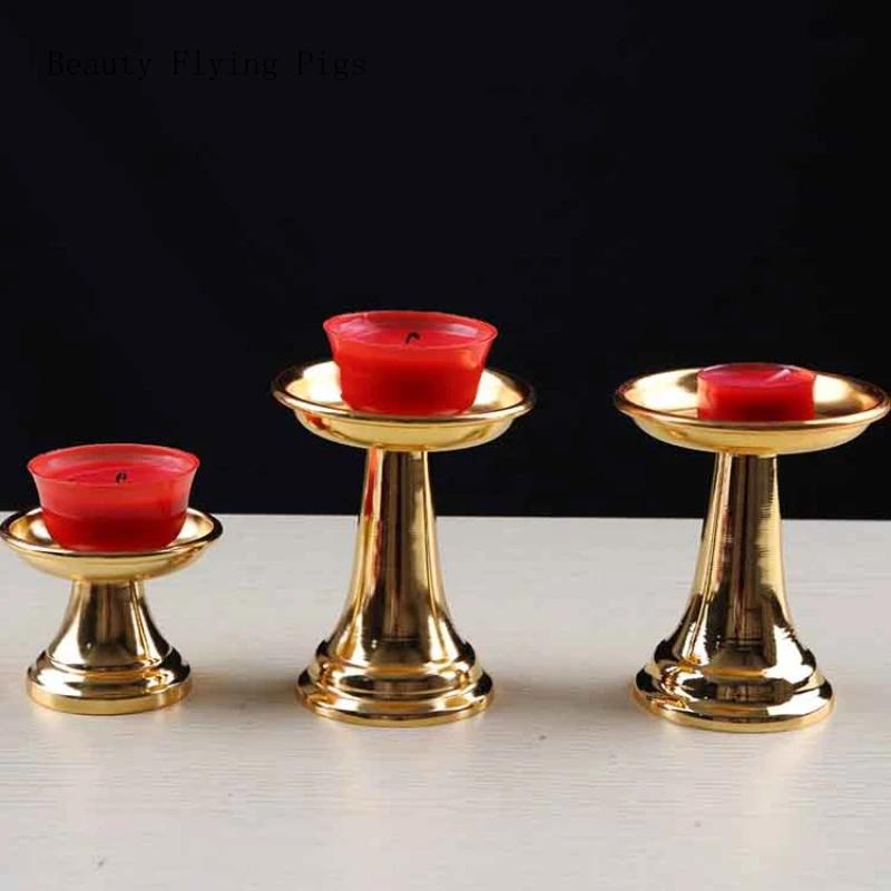 1pc Metal Candlestick Household Sacrifice and Blessing Buddhist Temple Supplies Make Offerings To Buddha Home Desktop Decoration