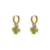 Spring and Summer Ear Clips, Green Four-leaf Flower Without Pierced Ears, Mori Small Fresh Temperament, Ear Buckles,fashionable and Versatile Earrings
