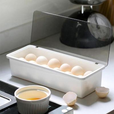 Egg Container for Refrigerator 12-Grid Egg Holder Countertop Storage Container Storage Box Organizer with Lid for Fridge Kitchen