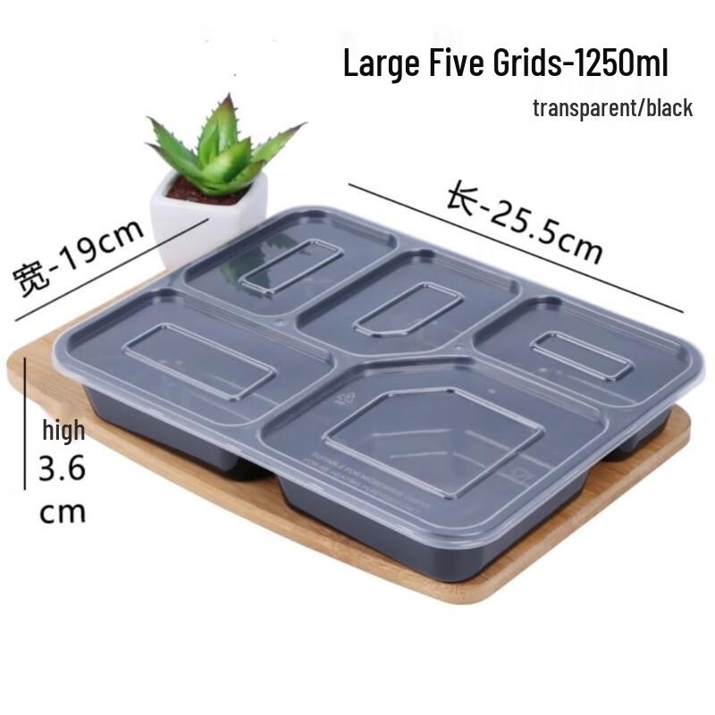 Thickened Disposable 5-Compartment Meal Prep Containers