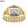 MISSFOX-Fashionable Square Men's Watch Small Niche Design Hollowed Out Hip-hop Full Diamond English Watch