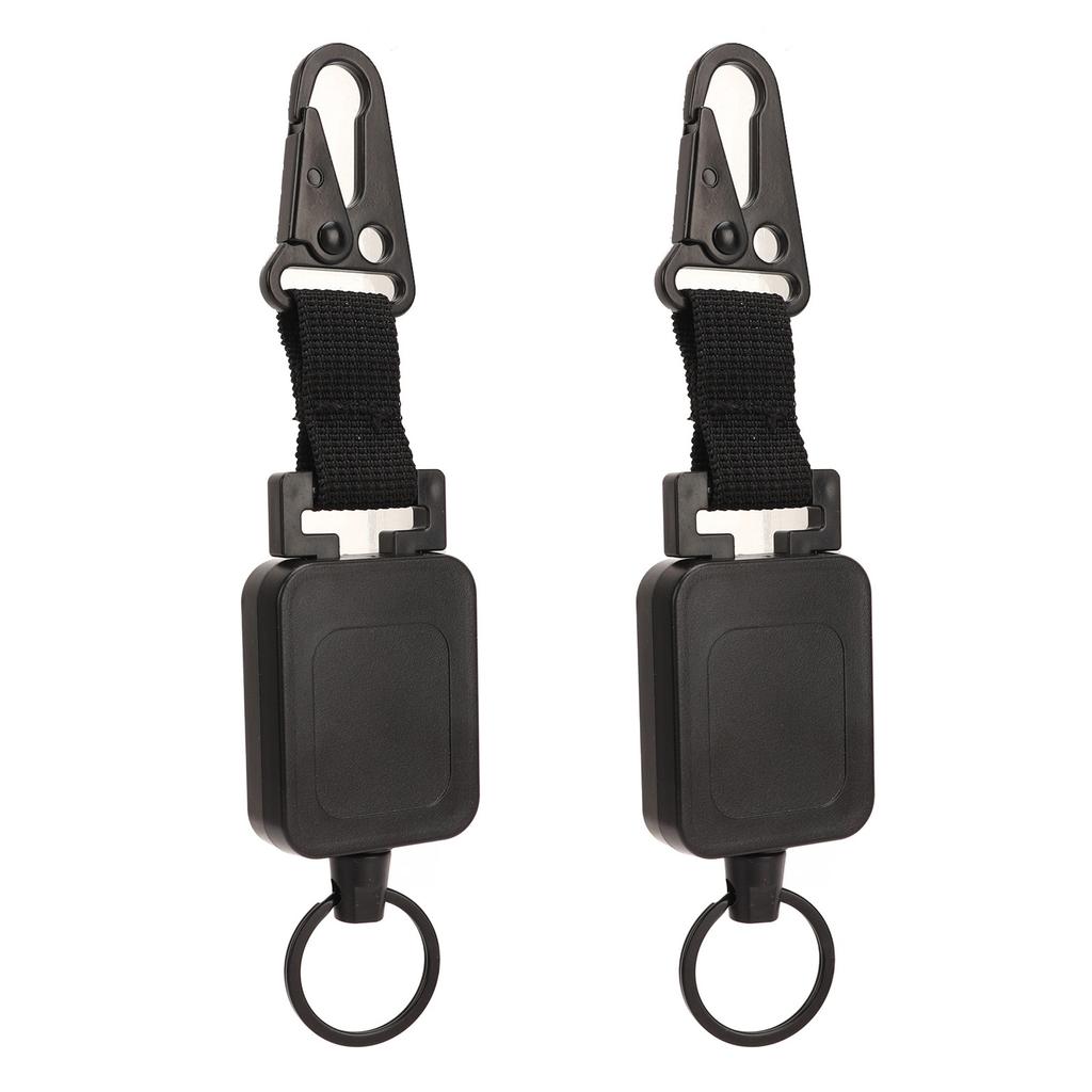 2 PCS Easy Pull Buckle Keychain Olecranon Buckle Stretchable Quick Release Buckle Key Ring for Bag Pants Black