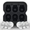Kreative 6-Kammer Totenkopf-Silikon-Eiswürfelform, Lebensmittelechte Wiederverwendbare Eisform für Whiskey, Cocktails, Party