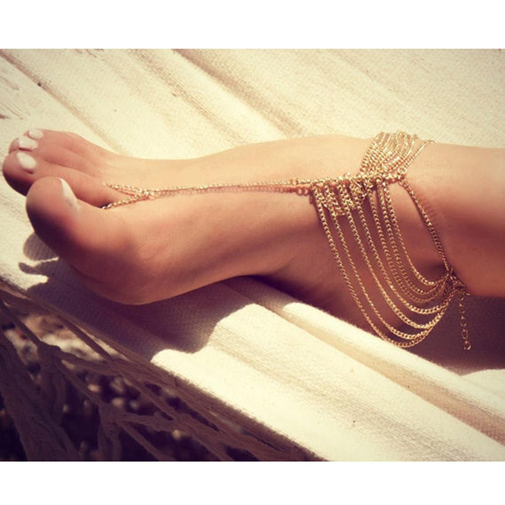 Women Toe Anklet Multilayers Alloy Anklet Chain Girls Beach Pool Party Jewelry