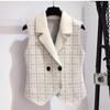 Moda Primavera Ropa de Abrigo Chaleco a Cuadros para Mujer