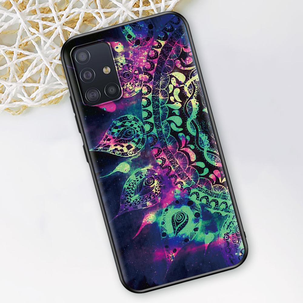 Mandala Sunflower Mandala Fall für Samsung Galaxy A51 A12 A21s A71 A52 A31 A32 A02s A72 A11 A41 A22 A01 Schwarz weiche Telefon Abdeckung