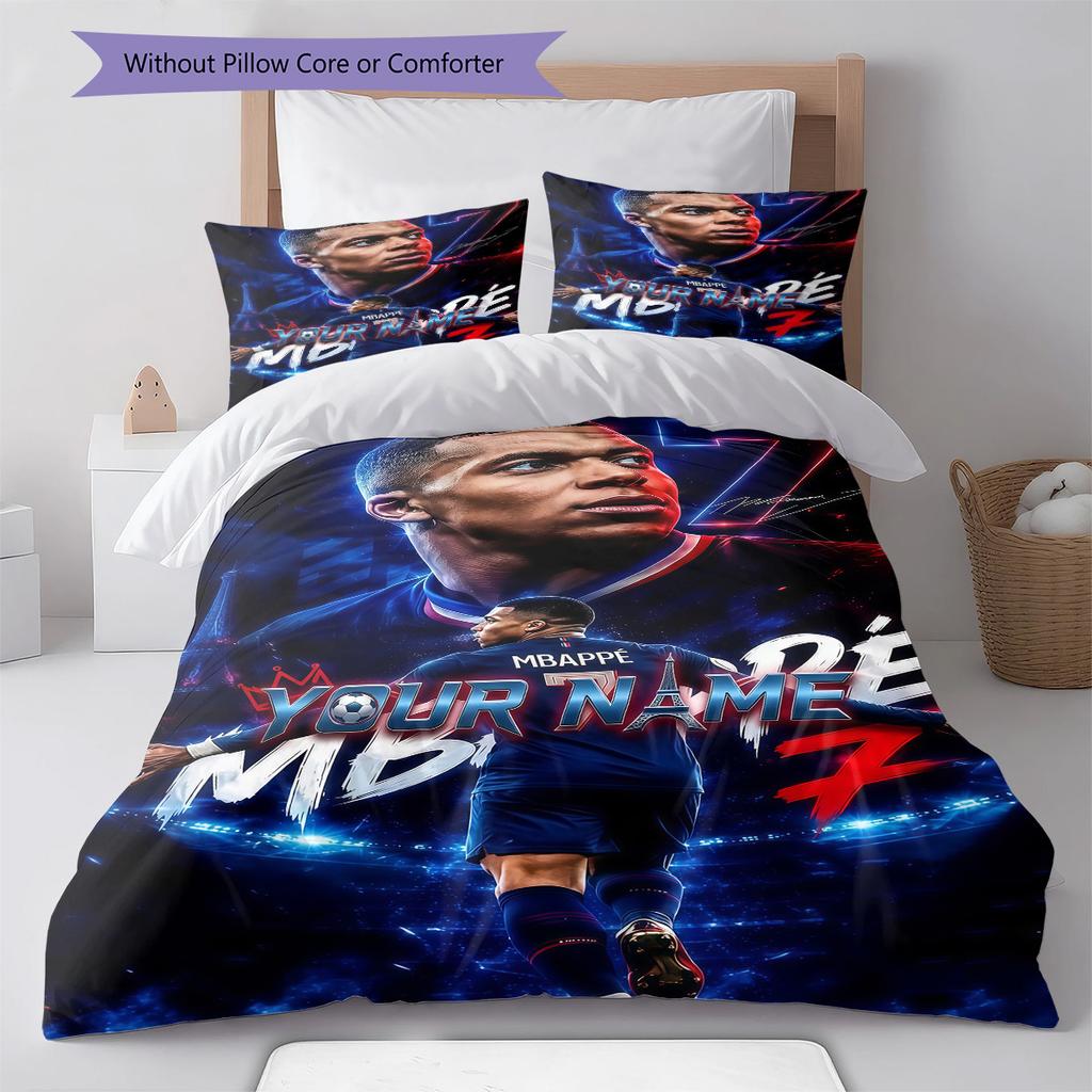 Kylian Mbappe Custom Name Pattern Bedding Quilt Set Quilt Cover Pillowcase Home Birthday Gift(1 * duvet cover + 2 * pillowcase, without core)