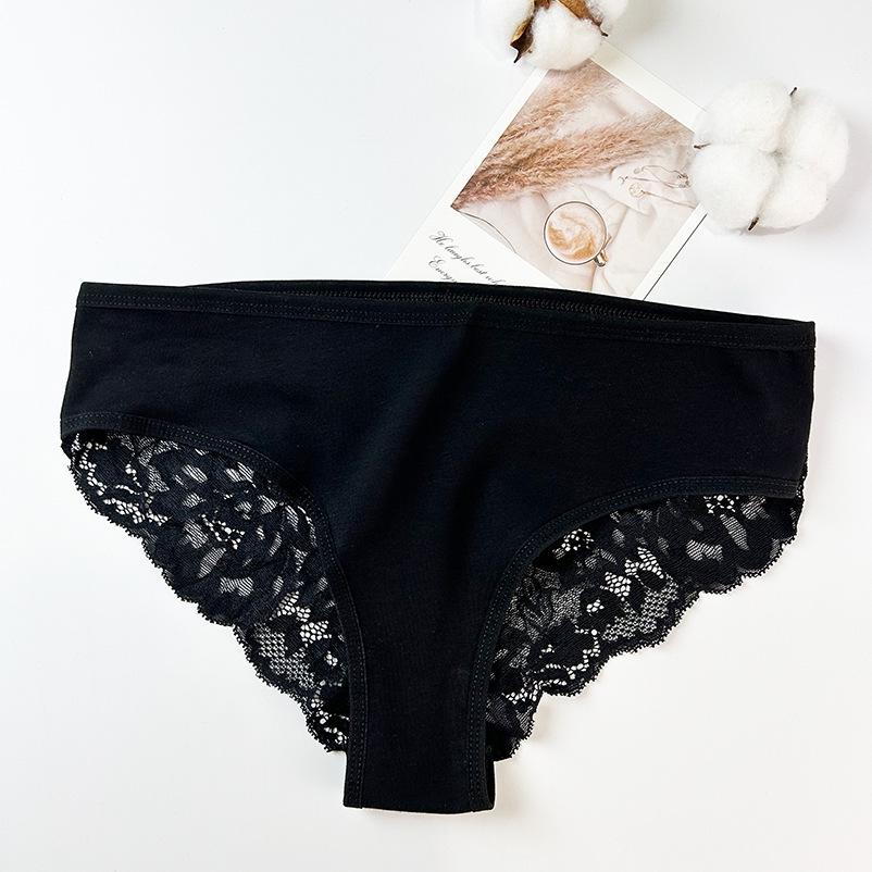 Elegant European & American Lace Panties: 40s Style, Semi-Transparent Mesh with Pure Cotton Crotch