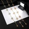 Luxurious Diamond Clover Titanium Steel Bracelet with 18K Gold Zirconia for Women