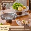 Elegant Glass Fruit Bowl with Solid Wood Base - Stylish Chinese Design for Living Room or Coffee Table