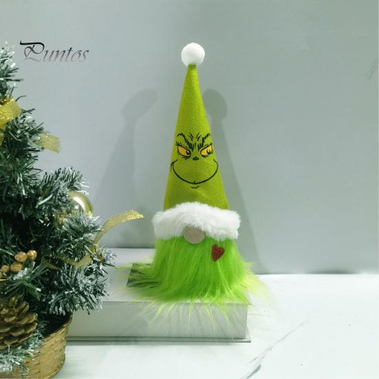 Seasonal Decorative Hanging Items Christmas Tree Green Haired Plush Ornament, Stuffed Animal Doll Dwarf Indoor Outdoor Holiday Decor Figurine, Festive