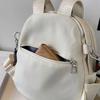 Womens Nylon School Backpack Simple Solid Color Adjustable Strap Zippered Crossbody Bag Multi Pockets Shoulder Book Bag  Black