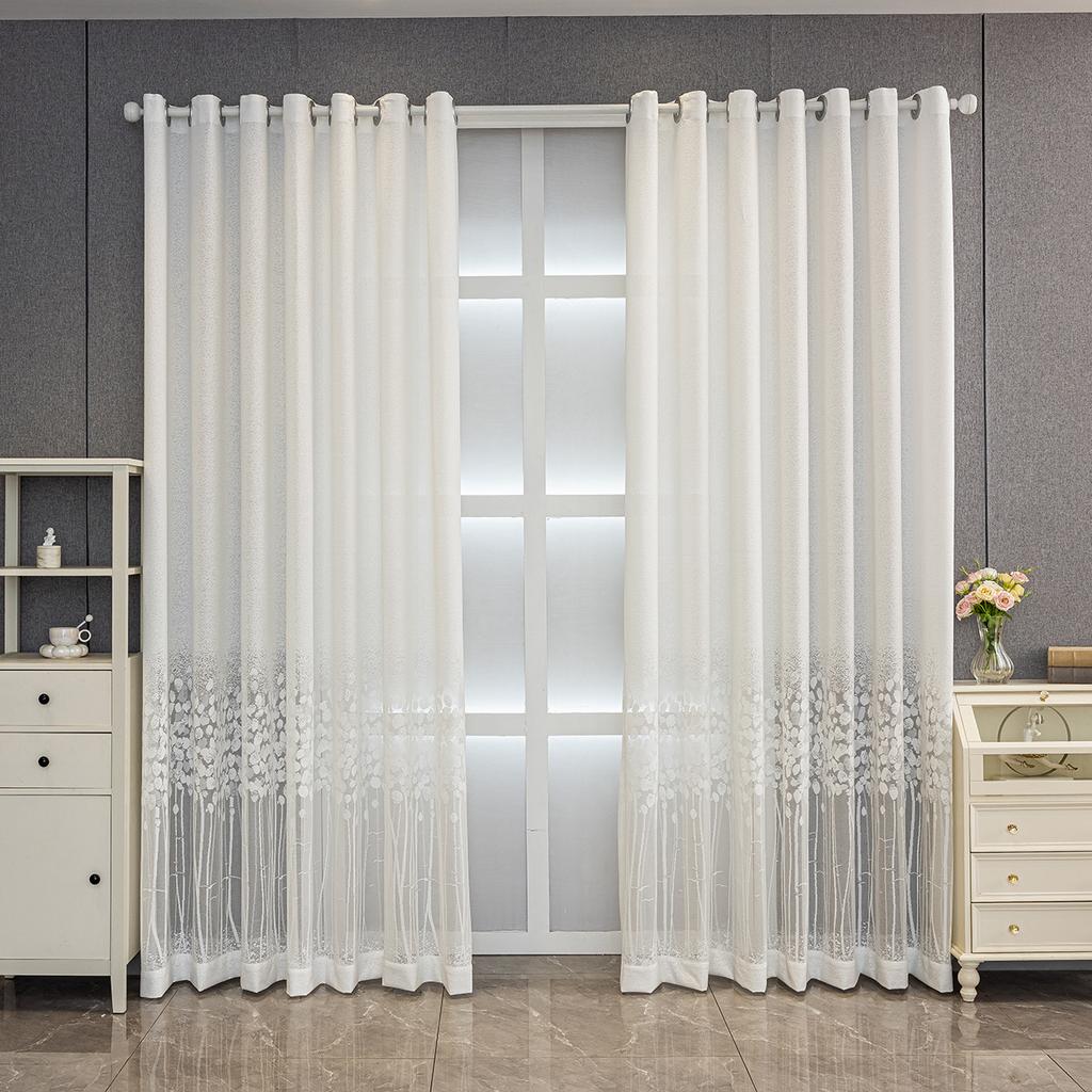 Hohler Jacquard Transparenter Vorhang Fensterscheibe Moderner Schlafzimmervorhang Wohnzimmer Erkerfenster