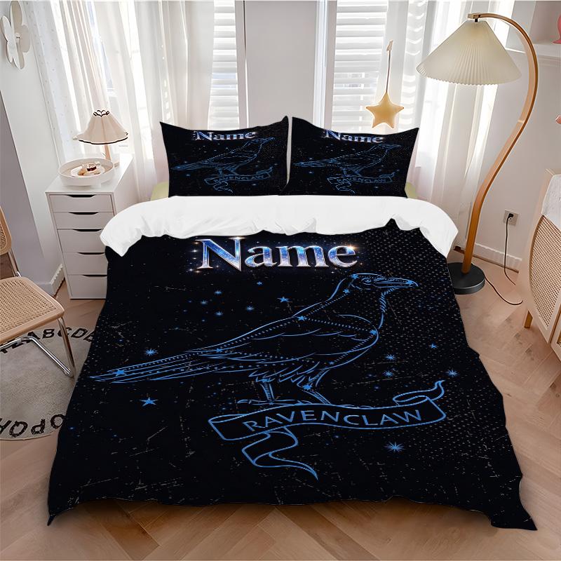 Custom Name Ravenclaw Bedding 3 Piece Set HD Print Duvet Cover Pillowcases for Teens Adult Bedroom Decoration Christmas Gift