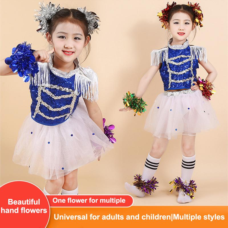 10Pcs Colorful Tinsel Bracelet Elastic Band Adults Kids Universal Dance Performance Prop Cheering Squad Tinsel Wristband