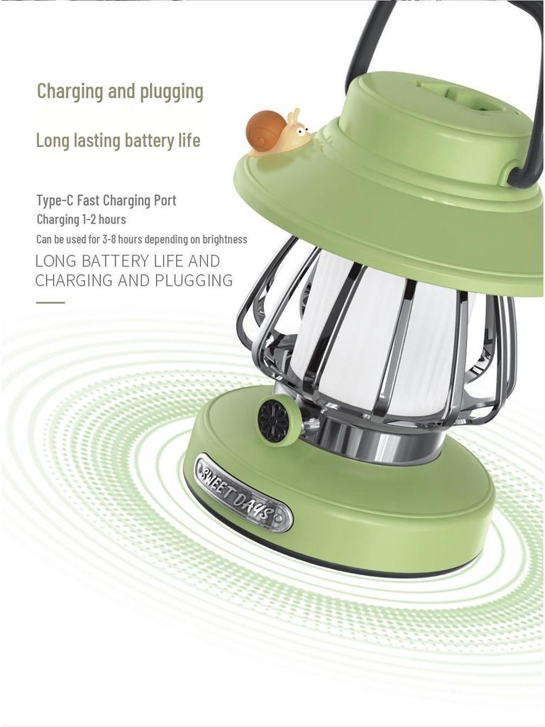 Portable Rechargeable Retro Camping Lantern - Handheld Tent Light & Creative Outdoor Atmosphere Lamp.
