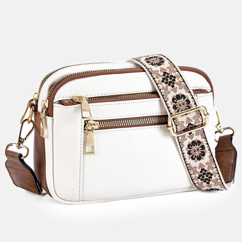 Ladies' Small Square Bag Two-te Leather Crossbody Bag Large-capacity PU Crossbody Wallet Multi-functial Small Square Bag